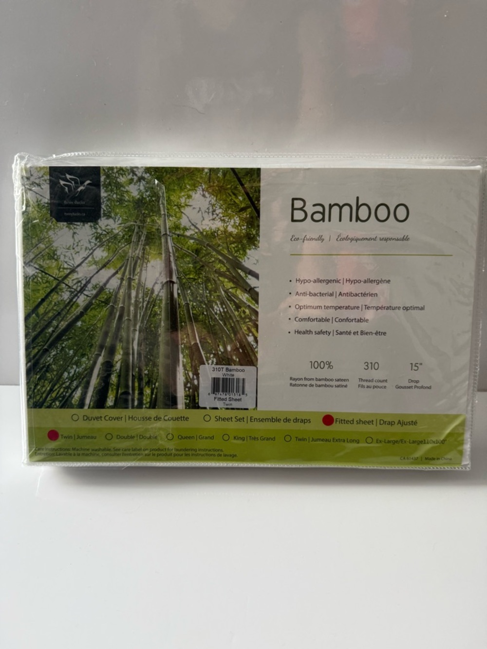 Bamboo Twin Fitted Bed Sheet White Brand New